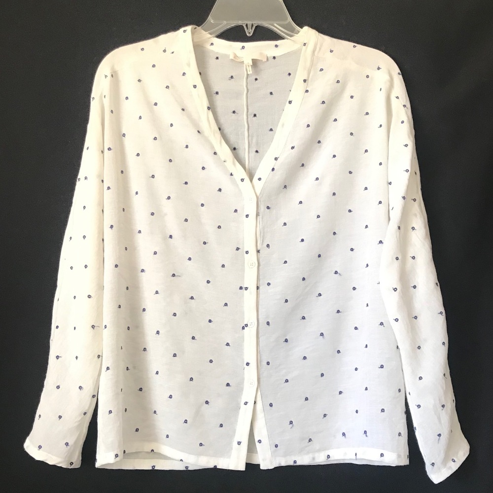 Maje Embroidered Dot Pattern Button Down Blouse - image 2